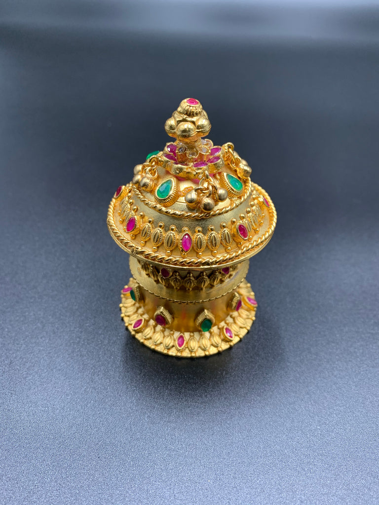 Double stack multicolor stones kumkum and turmeric box