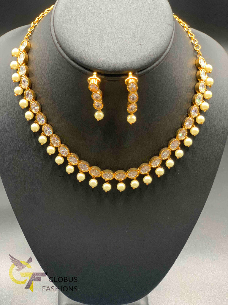 Emerald, cz stones and ruby stones necklace sets