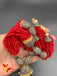 Red color beads with black stones pendant and matching jumka earrings