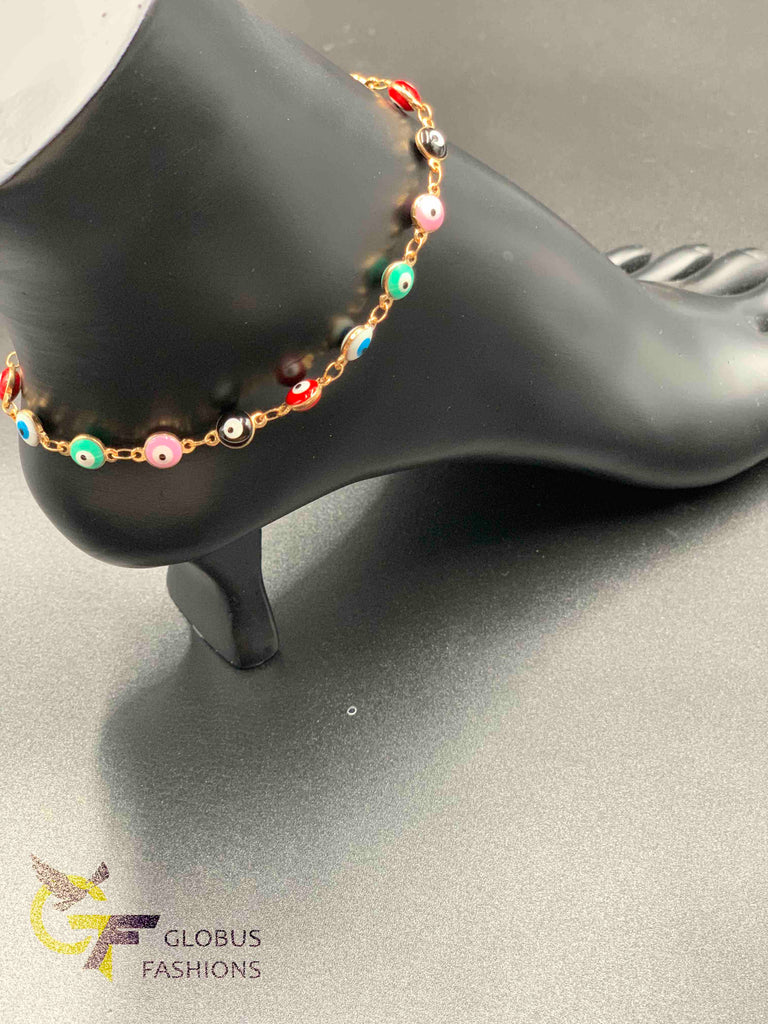Multicolor evil eye single anklet/bracelet