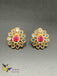 Cute uncut cz stones with ruby and sapphire stones big earrings