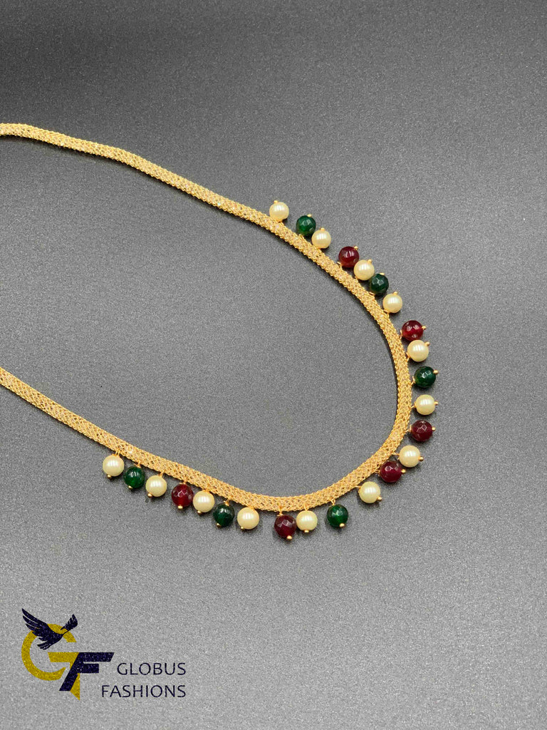 Multicolor beads with pearls netted crystal chain
