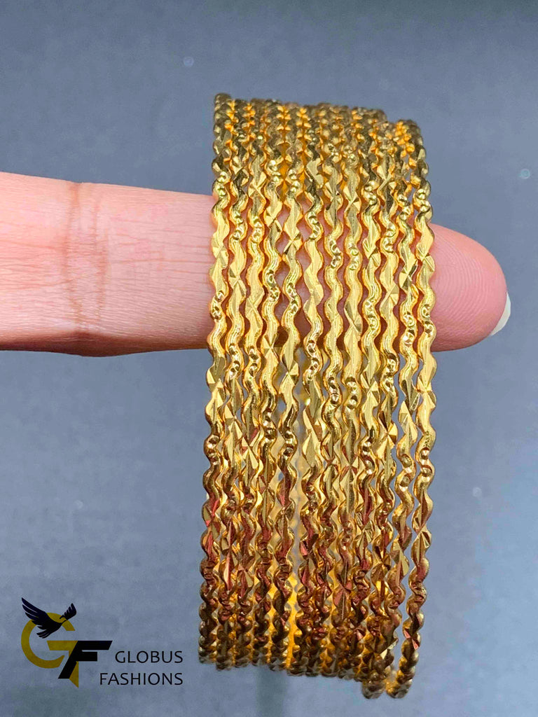 Plain gold zigzag design set of 24 bangles