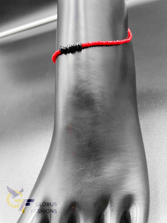 Red & Black combination beads single anklet