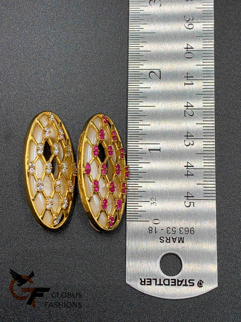 Cute cz stones and ruby stones saree pins