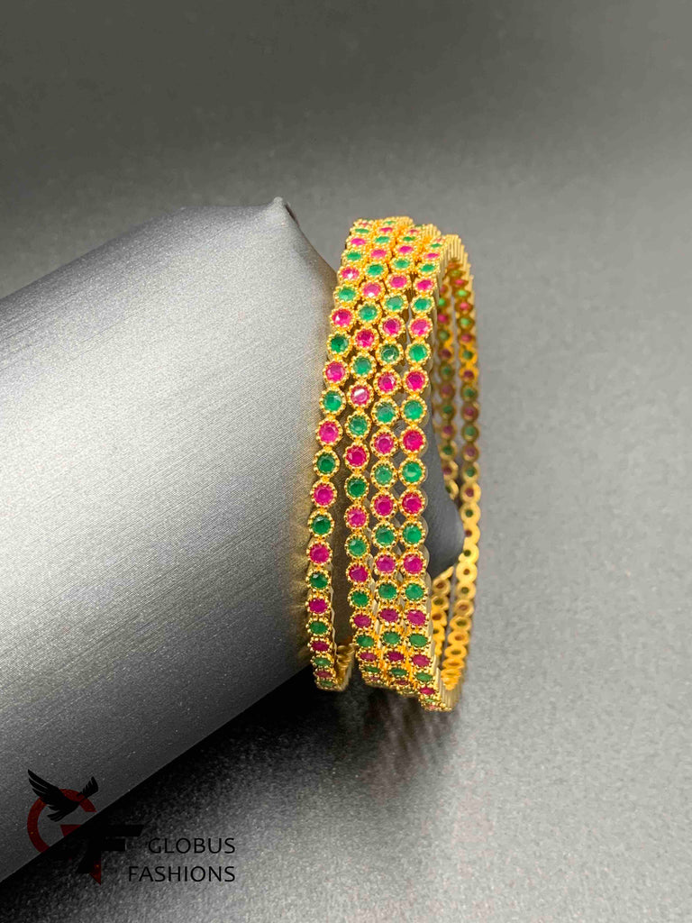 Multicolor stones set of four bangles