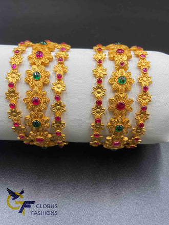 Multicolor Stones antique bangles