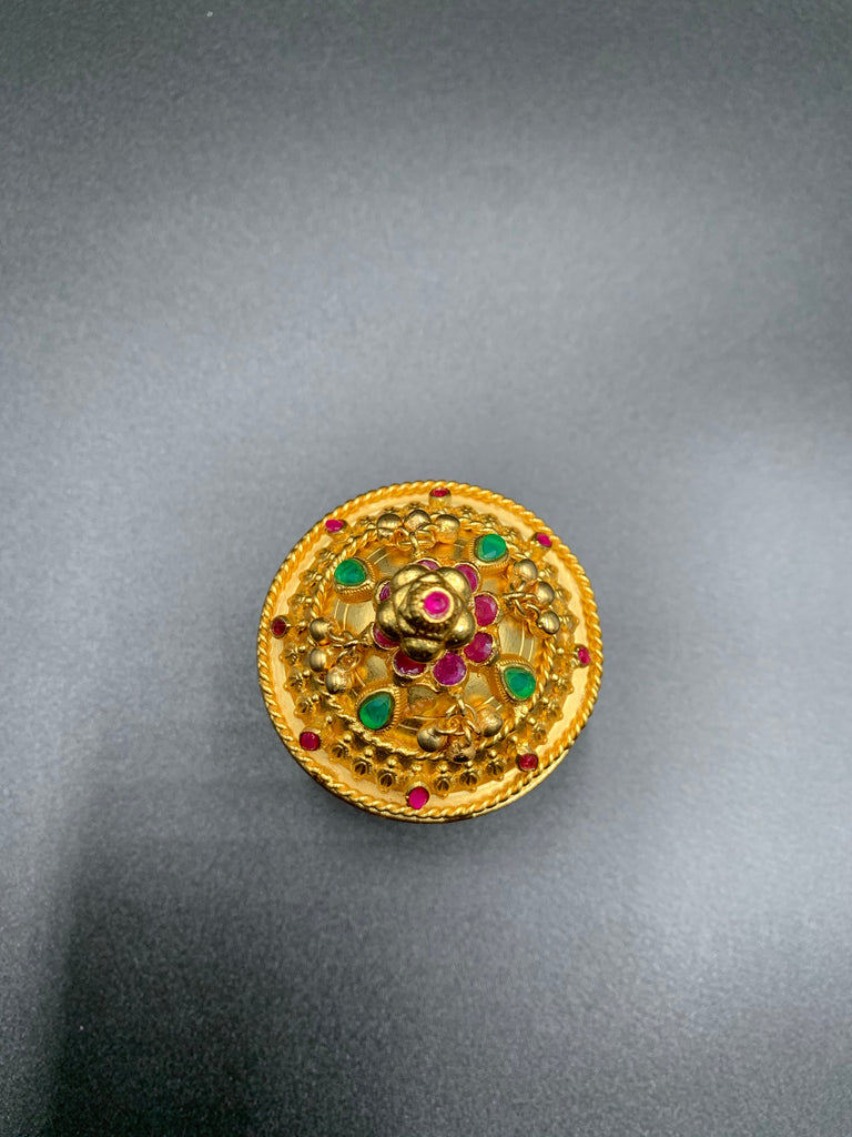Double stack multicolor stones kumkum and turmeric box