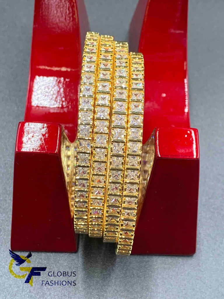 Square shape cz stones set of four bangles