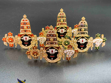 Lord Venkateshwara Swami face enamel paint with cz stones idols