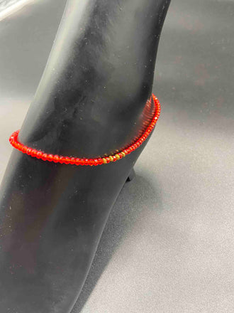 Bright orange with gold beads single anklet