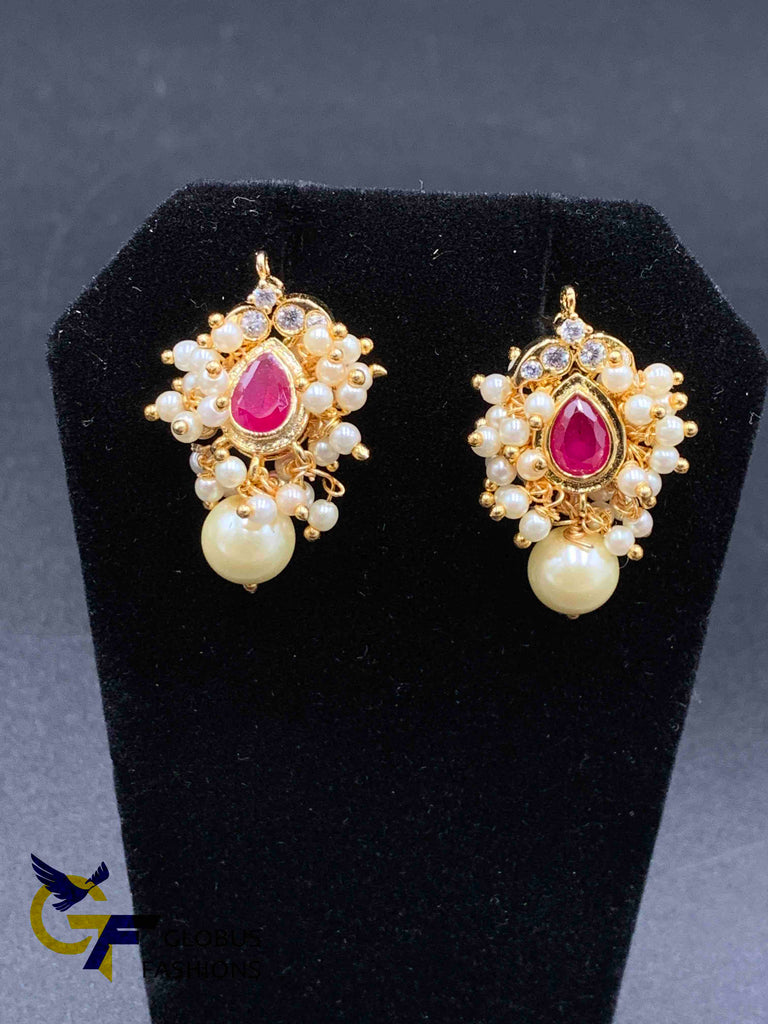 Cute pearls with stones earrings