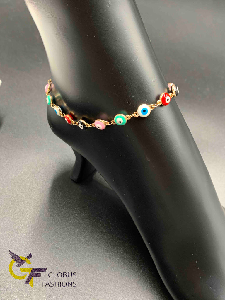 Multicolor evil eye single anklet/bracelet