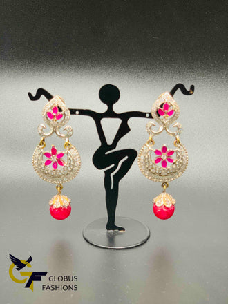 Cz stones with ruby stones oxidized German silver earrings