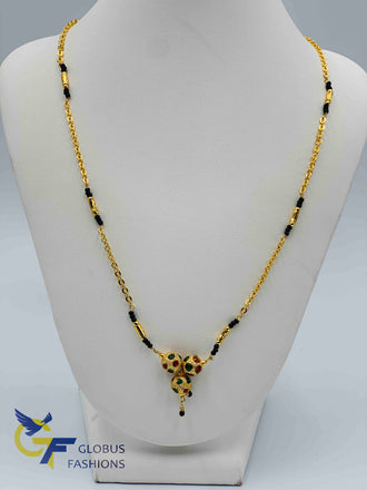 Plain gold with black beads single line chain