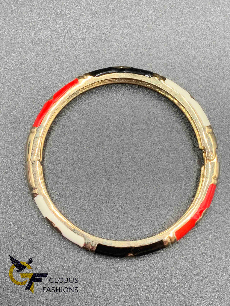 Hand painted enamel front open single bangle
