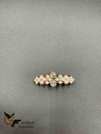 White stones and pearls hair clip