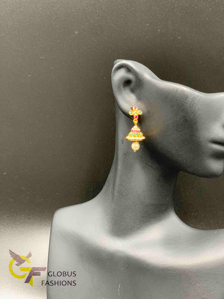 Multicolor stones small jumka earrings