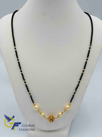 Single line black diamond beads chain with stones ball and pearls