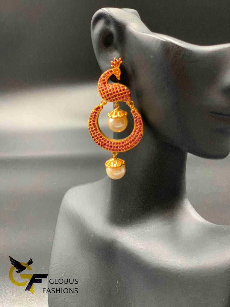 Beautiful and traditional look peacock design chandbali earrings