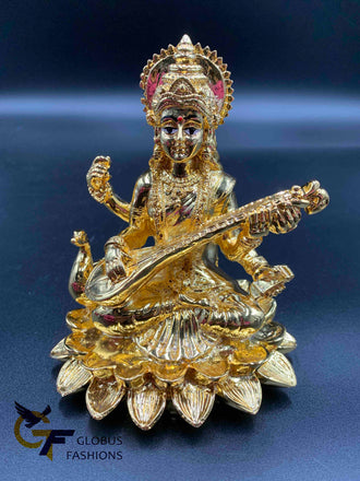 Full gold big size goddess Saraswathi Devi idol