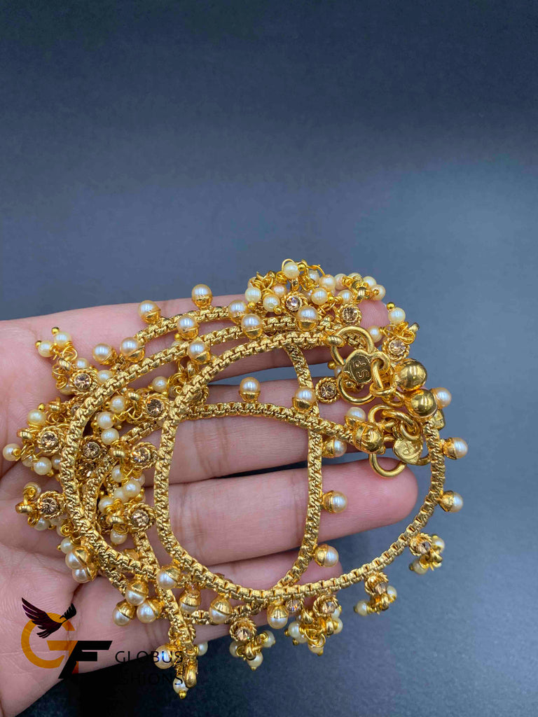 Antique look finish anklets with pearls