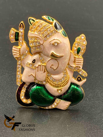 White with maroon handmade enamel paint Ganesh idol