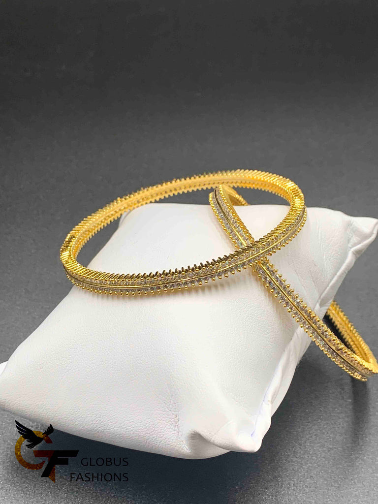 Thick two-line cz stones set of two bangles