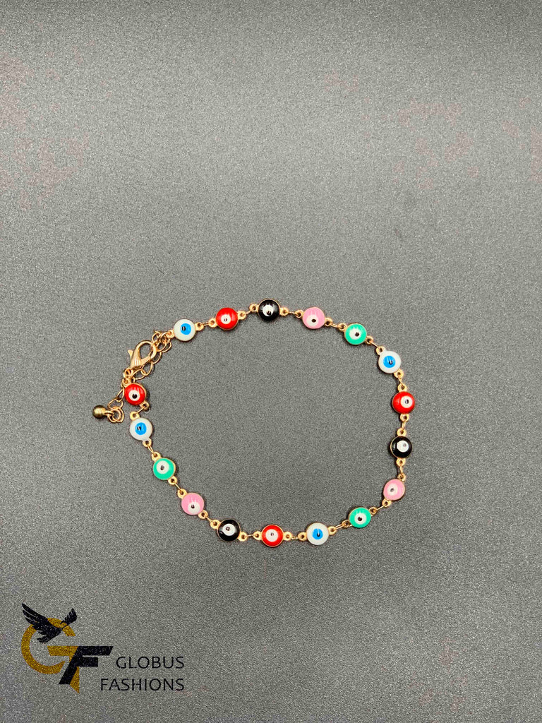 Multicolor evil eye single anklet/bracelet