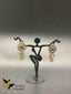 Cz stones and emerald stones German silver earrings