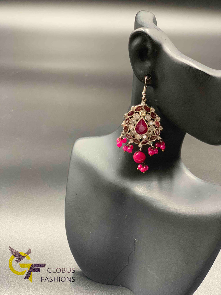 Traditional look cz stones with ruby stones Victorian jewelry necklace set