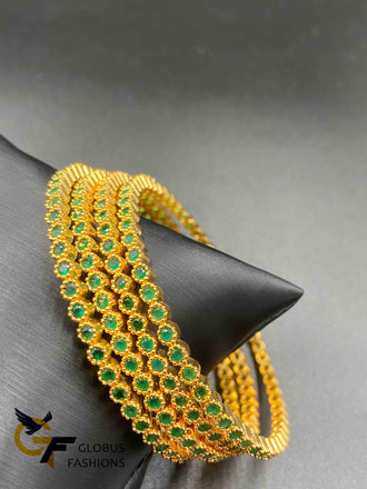 Small emerald stones set of four bangles