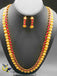 Traditional Lakshmi print coins with ruby stones long necklace set