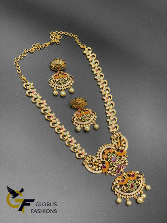Multicolor stones peacock design necklace set
