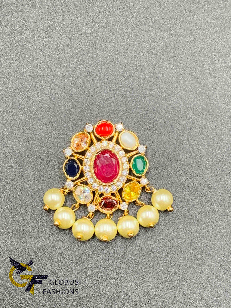 Navarathna Stones Pendant Set with matching earrings