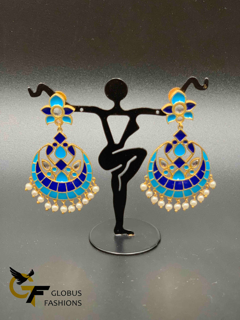 Hand painted enamel chandbali earrings