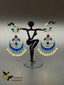 Hand painted enamel chandbali earrings