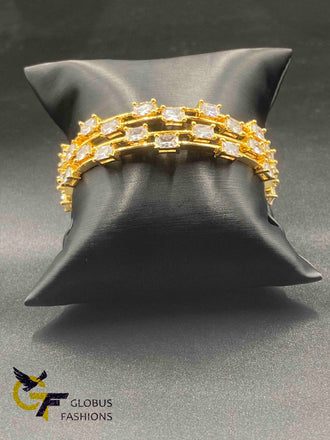 Traditional look square shape cz stones Bangles