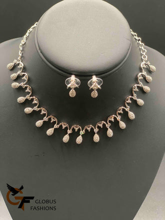 Silver and gold cz stones simple design necklace sets