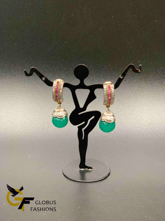 Cute cz stones with emerald stones earrings