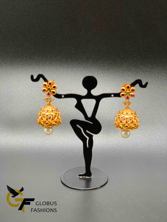 Traditional and antique look multicolor stones jumka earrings