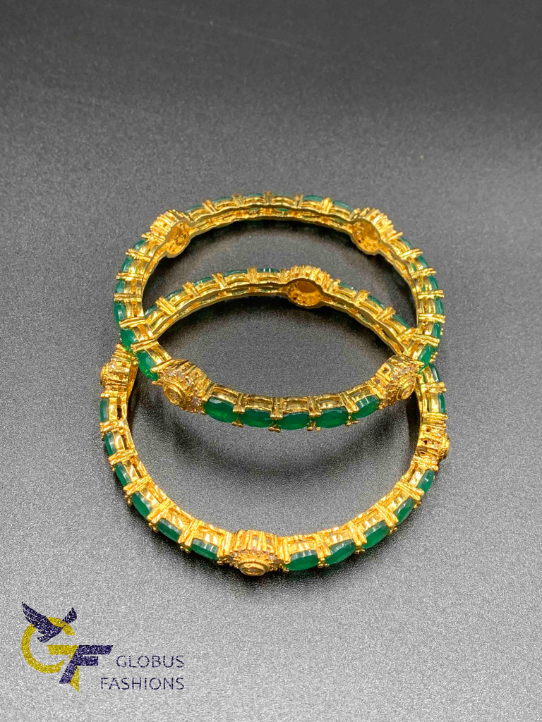 Beautiful emerald stones with cz stones Bangles