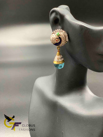 Peacock design different colors German silver earrings