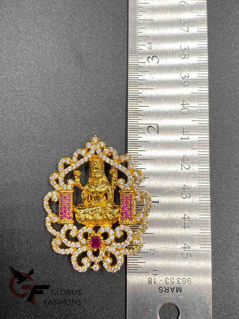 Traditional look Lakshmi print with cz stones and ruby stones hair clip