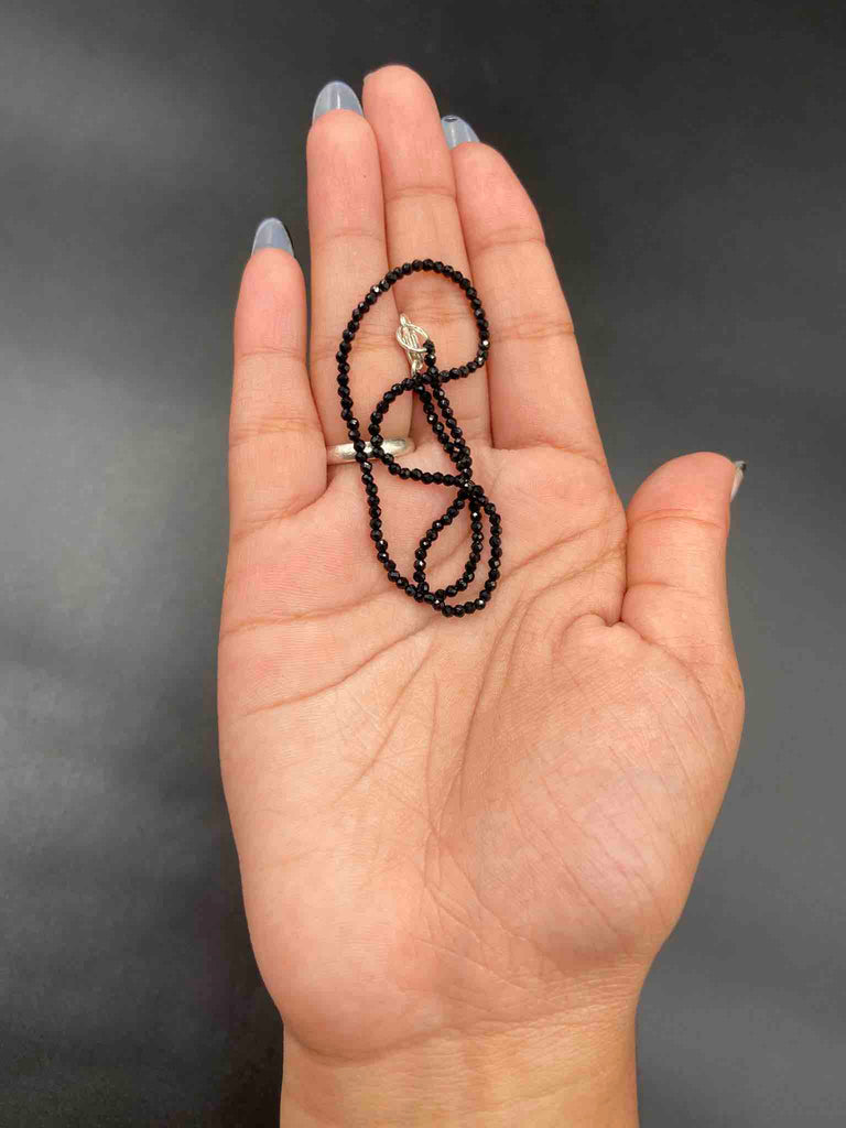 Black diamond beads single anklet