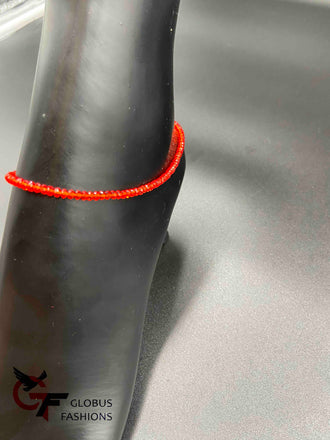 Sunkist orange color Crystal beads single anklet