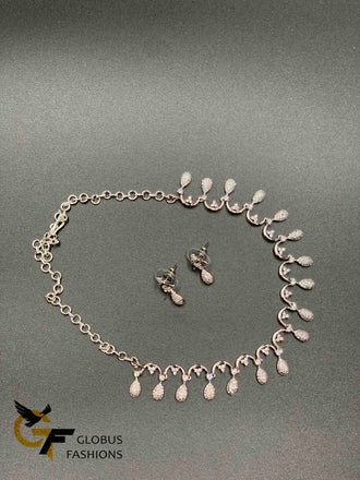 Silver and gold cz stones simple design necklace sets