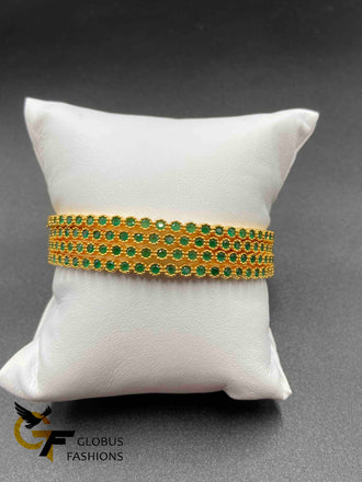Small emerald stones set of four bangles