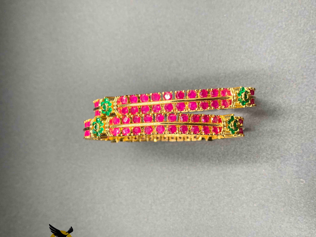 Ruby and emerald set of two bangles