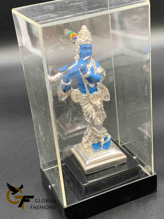 Blue enamel paint with silver coated lord kisha idol with securely covered fiberglass